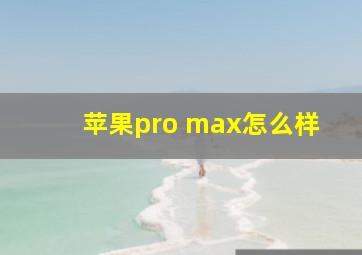 苹果pro max怎么样